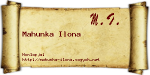 Mahunka Ilona névjegykártya